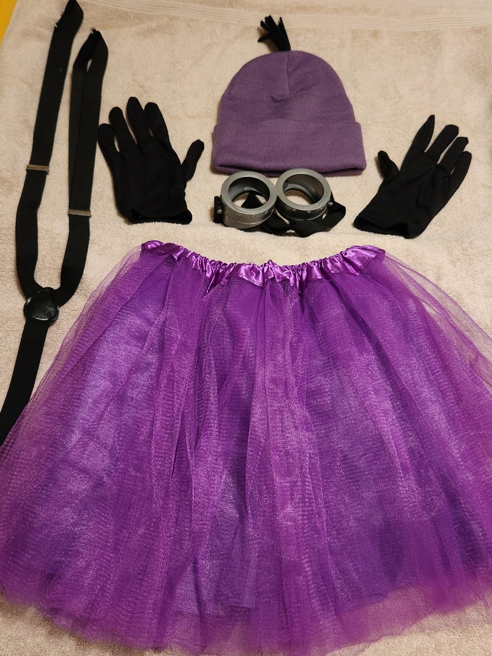 Purple Tulle Costume Set with Beanie, Gloves & Goggles for Adult